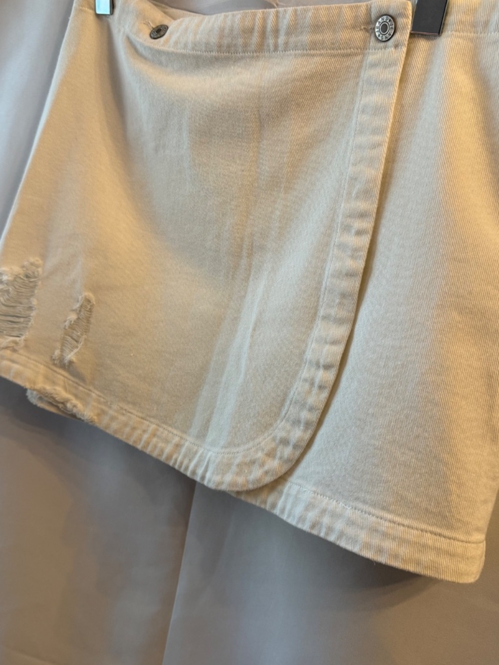 NWT White Mini Denim Wrap Skirt (L)